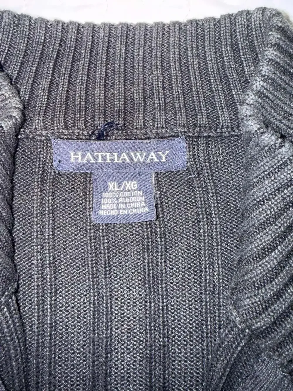 Hathaway Quarter Zip Sweater Size XL/XG Dark Gray Cotton